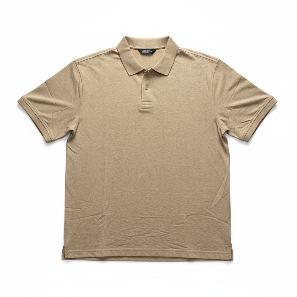 Member's Mark Men's Medium Khaki Stretch‎ Pique Polo Shirt Short Sleeve Golf